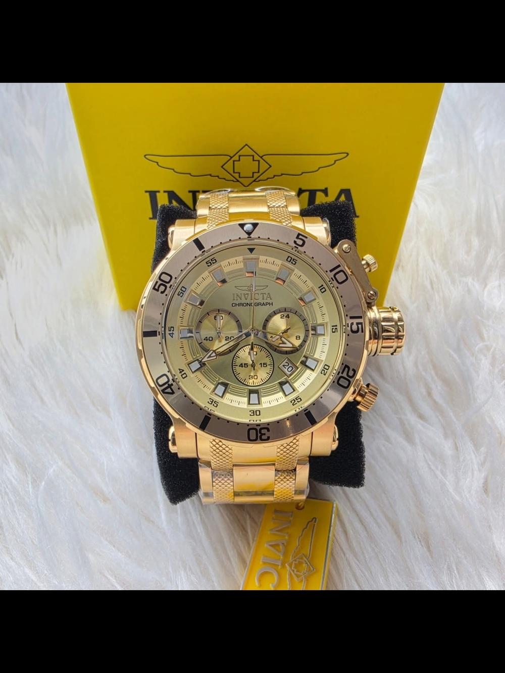 Invicta Gold Tone Chronograph Watch Original Brand New